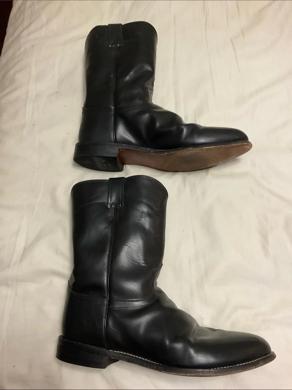 Justin Roper 3133 Boots Black Leather Western Boots 12 E3 Men’s